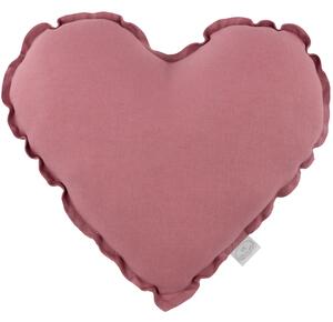 Cotton & Sweets Ľanový vankúš srdce tmavo ružová 44cm