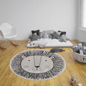 Hanse Home Collection koberce Detský kusový koberec Flatweave Kids rugs 104881Cream / Black - 160x160 (priemer) kruh cm