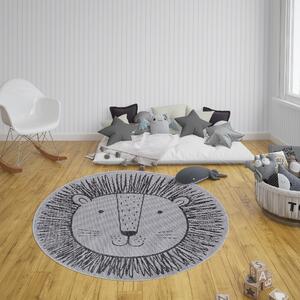 Hanse Home Collection koberce Detský kusový koberec Flatweave Kids rugs 104883 Silver / Grey - 120x120 (priemer) kruh cm