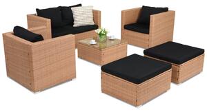 Záhradný nábytok z technoratanu Rím Coffee 4 + 2 taburetky Garden Point medový
