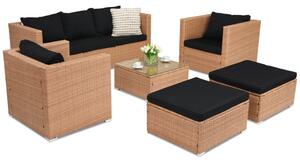 Záhradný nábytok z technoratanu Rím Coffee 5 + 2 taburetky Garden Point medový