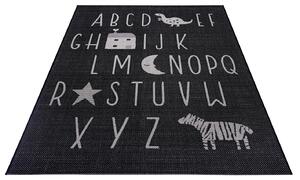 Mujkoberec Original Detský kusový koberec Flatweave 104885 Black / Cream – na von aj na doma - 200x290 cm