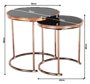 Konferenčný stolík (2 ks) Morino - chróm ružová / čierna