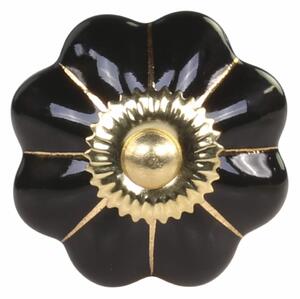 Porcelánová úchytka Black Brass Flower