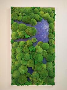 Machový obraz v kombinácii s epoxidovou živicou 80cm x 40cm