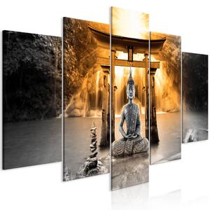 Obraz - Úsmev Budhu - oranžový 100x50