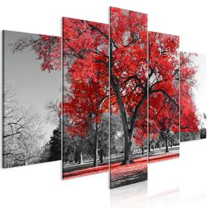 Obraz - Jeseň v parku - Červená II 100x50