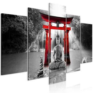 Obraz - Úsmev Budhu - červený 100x50