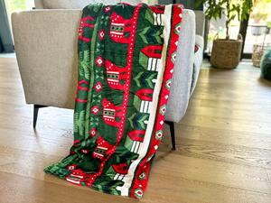 Zelená vianočná mikroplyšová deka TREES Rozmer: 160 x 200 cm