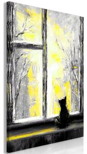 Obraz - Túžiaca mačka - žltá 40x60