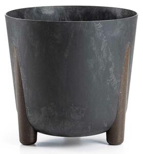 PLASTOVÝ KVETINÁČ MOSS 30X28,5 CM IMITÁCIA BETÓNU ČIERNA