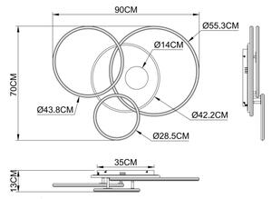 Globo 48466-54A-LED Stmievateľné stropné svietidlo INVERTINA 54W/230V 90x70 cm strieborné + DO