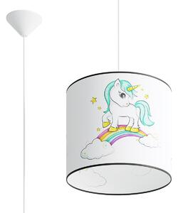 Detské závesné svietidlo Unicorn, 1x plastové tienidlo so vzorom, (fi 30cm)