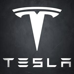 DUBLEZ | Drevený znak auta na stenu - Tesla