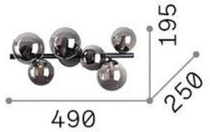 Stropné svietidlo Ideal Lux Perlage, dymovo sivé, sklo, 6 svetiel