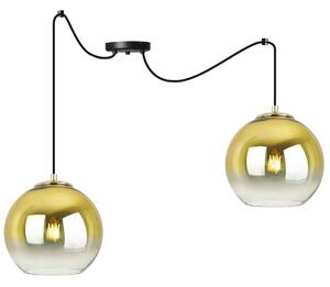 Závesné svietidlo Bergen Gold Spider, 2x zlaté/transparentné sklenené tienidlo (fi 20cm)