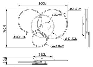 Globo 48466-54 - LED stmievateľné stropné svietidlo INVERTINA 54W/230V 90x70 cm čierne s diaľkovým ovládaním