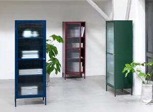 Zelená kovová vitrína Unique Furniture Bronco, výška 160 cm