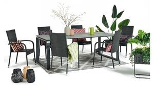 Záhradná jedálenská súprava pre 6 osôb s čiernou stoličkou Paris a stolom Strong, 100 x 210 cm