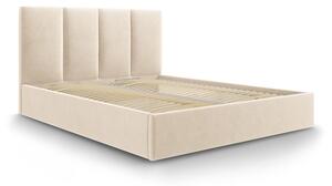 Béžová zamatová dvojlôžková posteľ Mazzini Beds Juniper, 180 x 200 cm