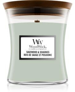 Woodwick Sagewood & Seagrass vonná sviečka 275 g