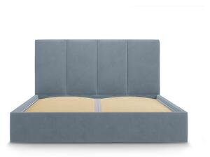 Svetlomodrá zamatová dvojlôžková posteľ Mazzini Beds Juniper, 180 x 200 cm