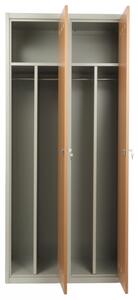 Kovová šatníková skrinka s drevenými dverami, 80 x 50 x 180 cm, cylindrický zámok