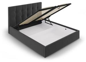 Tmavosivá zamatová dvojlôžková posteľ Mazzini Beds Nerin, 140 x 200 cm
