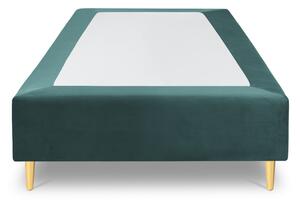 Tyrkysová zamatová jednolôžková posteľ Milo Casa Lia, 90 x 200 cm