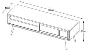 Dizajnový TV stolík Tallys 150 cm prírodný dub