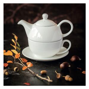 Biela porcelánová čajová kanvica so šálkou Maxwell & Williams Basic