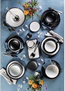 Bielo-čierny keramický tanier Maxwell & Williams Caviar, 27,5 x 16 cm