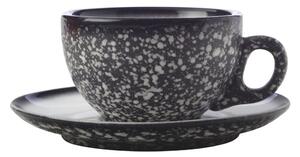 Čierny keramický hrnček s tanierikom Maxwell & Williams Caviar Granite, 250 ml