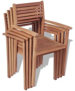 Stohovateľné záhradné stoličky 4 ks, tíkový masív