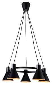 Čierno-zlatý závesný luster More pre žiarovku 5x E27 – LED lustre a svietidlá > Kolekcie svietidiel > Kolekcia svietidiel MORE