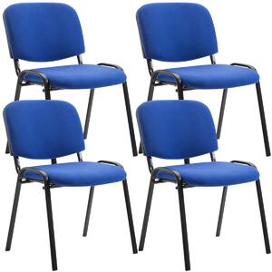4x Stohovateľná konferenčná stolička Ken látka - Modrá