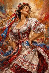 Folklór žena - Metalický obraz 60x40cm