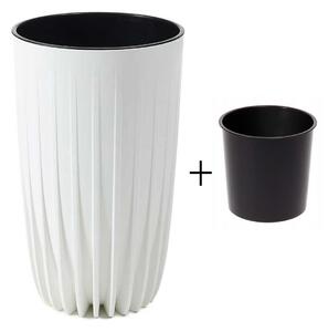 PLASTOVÝ KVETINÁČ STRIPPED ECO 51X30 CM BIELA