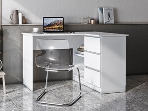 Rohový PC stolík Afors - biela