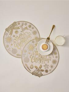 Sinsay - Okrúhle vianočné prestierania s nápisom Merry Christmas 2 pack - biela