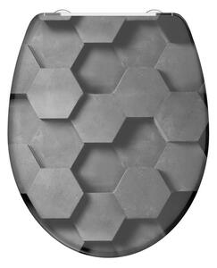 Schütte WC sedadlo GREY HEXAGONS| Duroplast, Soft Close