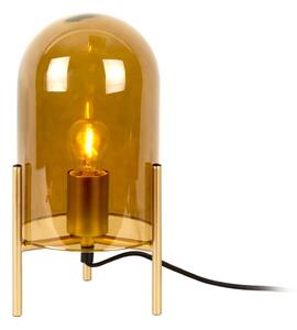 Horčicovožltá sklenená stolová lampa Leitmotiv Bell, výška 30 cm