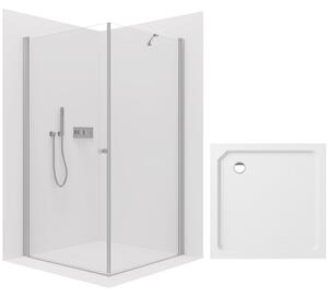 CERANO - Sprchovací kút Antelo L/P - 6 mm - chróm, transparentné sklo - 80x80x190 cm - otočný + sprchová vanička Arvo - minerálny kompozit - biela