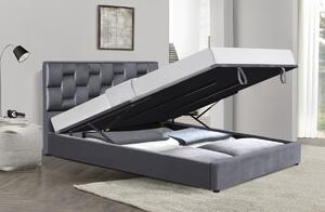 Čalúnená manželská posteľ s úložným priestorom Annabel 160 - sivá