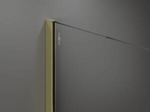 Mexen Kioto, priechodná sprchová zástena 100 x 200 cm, 8mm sklo číre/čierny vzor, 2x zlatá stabilizačná rozpera, 800-100-002-50-77