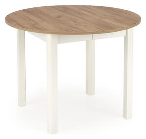 Stôl okrúhly rozkladany 102-142 Ringo - Dub craft / Biely