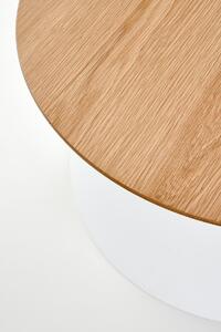 Okrúhly príručný stolík Azzura - prírodná / biela
