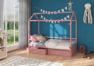 Detská posteľ ROSE so zábranou + matrac, 80x180, ružová