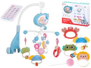 KIK Lullaby Star Design kolotoč nad postieľku s projektorom hviezd a diaľkovým ovládaním, modrý