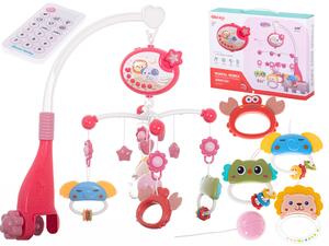 KIK Lullaby Star Design Pink kolotoč do postieľky s projektorom hviezd a diaľkovým ovládaním, ružový